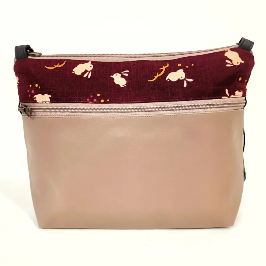 Moyenne pochette bandoulière vegan en tweed et bande Lapins rouge – Image 4