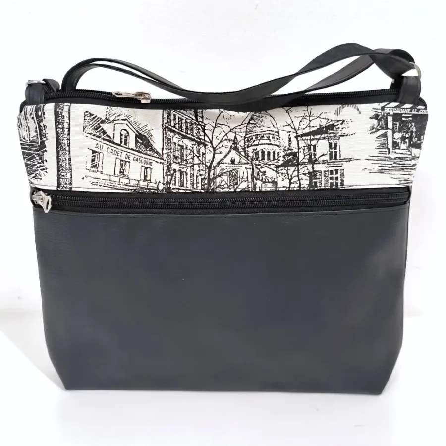 Moyenne pochette bandoulière noire à bande Paris in Love – Image 2