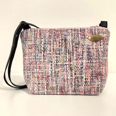 Petit sac rose en textile et cuir vegan bandouli re Tweedy