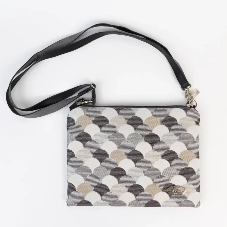 Pochette bandoulière format ipad mini en jacquard gris Mermaid