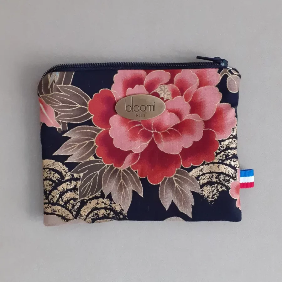 Porte-monnaie en tissu japonais fleuri Kushiro