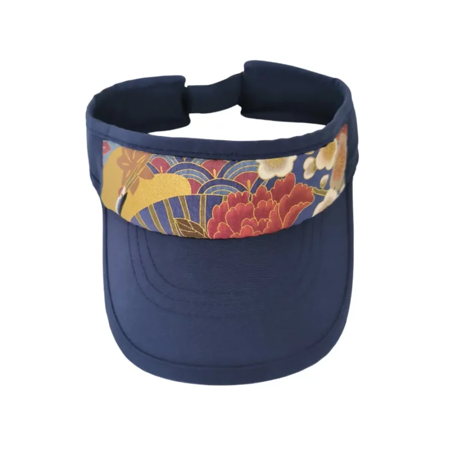 Visière de protection en tissu japonais grues Kushiro bleu