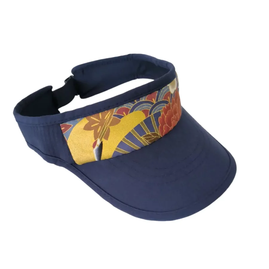 Visière de protection en tissu japonais grues Kushiro bleu – Image 2