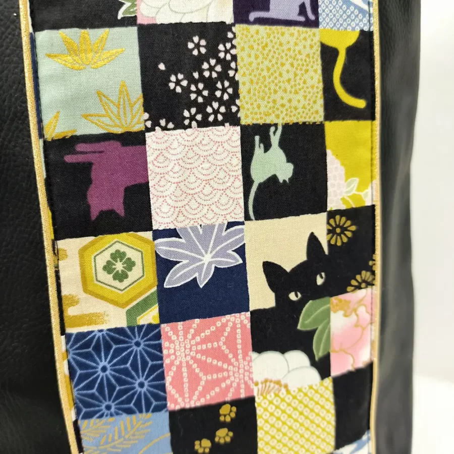 Grande sacoche vegan en bandoulière motifs Neko vert – Image 4