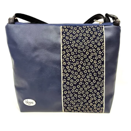 Moyenne pochette bandoulière marine à bande imprimée Sakura bleue