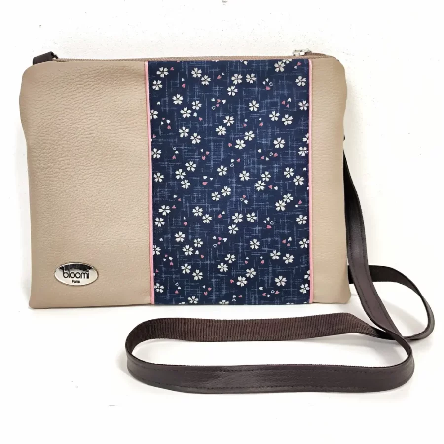 Pochette bandoulière format ipad mini imprimé fleurs de pruniers