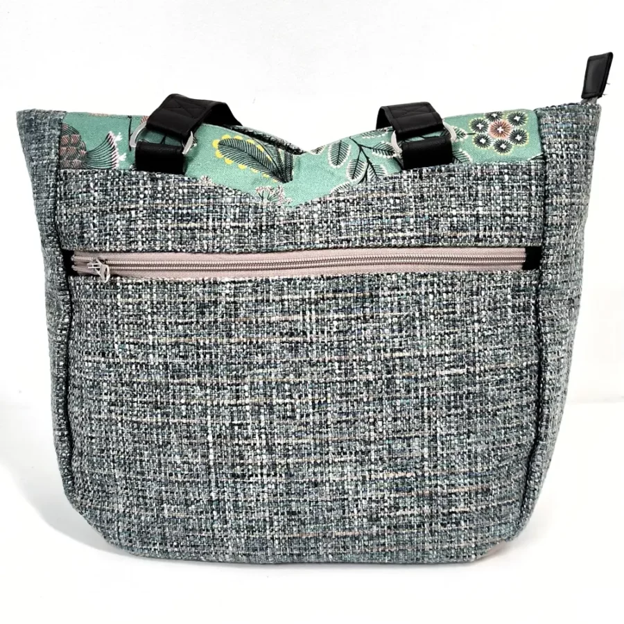 Grand sac Audrey vegan en tweed vert et motif végétal – Image 4
