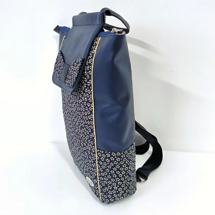 Grand sac à dos vegan Sakura bleu marine – Image 3