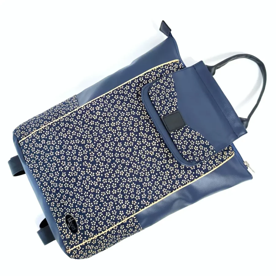 Grand sac à dos vegan Sakura bleu marine – Image 5