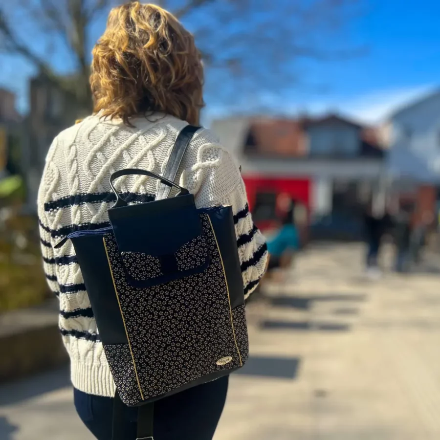 Grand sac à dos vegan Sakura bleu marine – Image 6