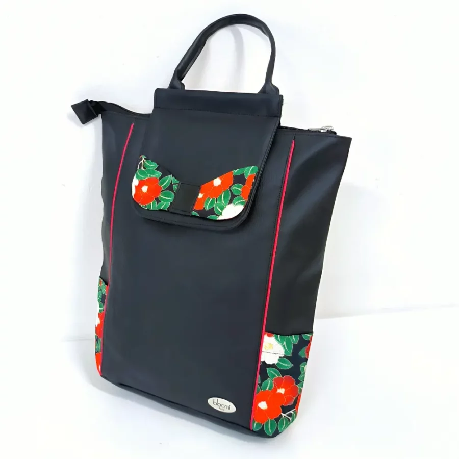 Grand sac à dos vegan noir Coquelicot rouge – Image 4