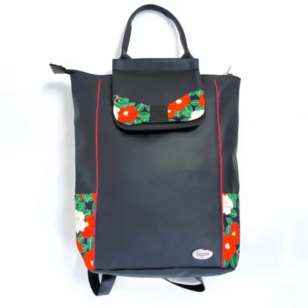 Grand sac à dos vegan noir Coquelicot rouge