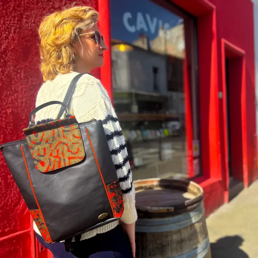 Grand sac à dos vegan Splash orange – Image 7