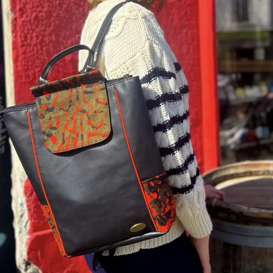 Grand sac à dos vegan Splash orange – Image 8
