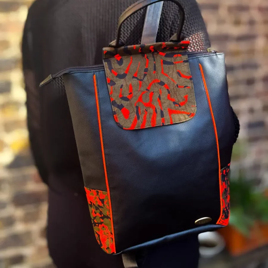 Grand sac à dos vegan Splash orange – Image 6