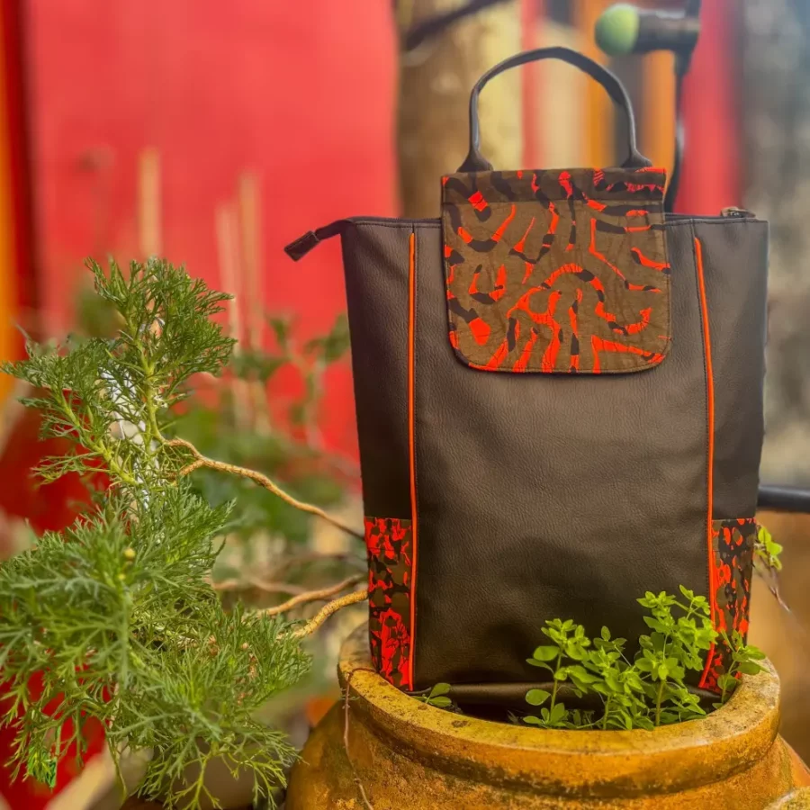 Grand sac à dos vegan Splash orange – Image 9