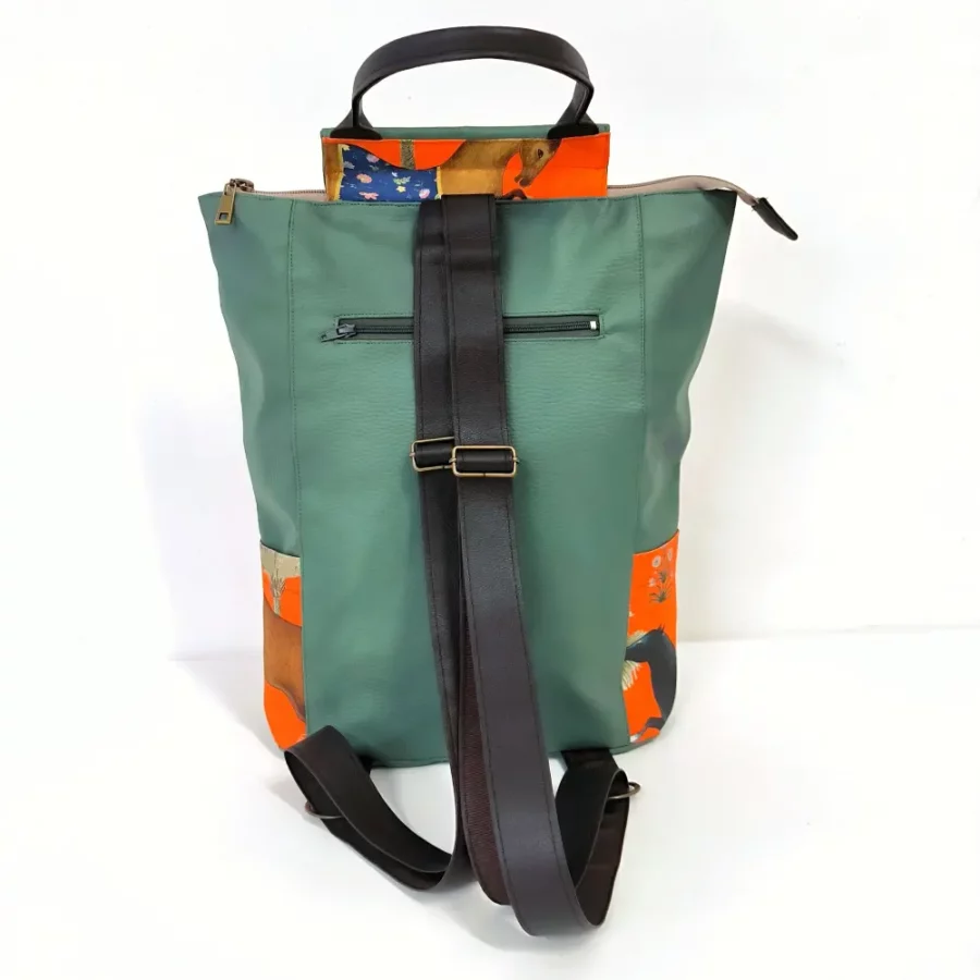 Grand sac à dos vegan Perses chevaux orange – Image 2