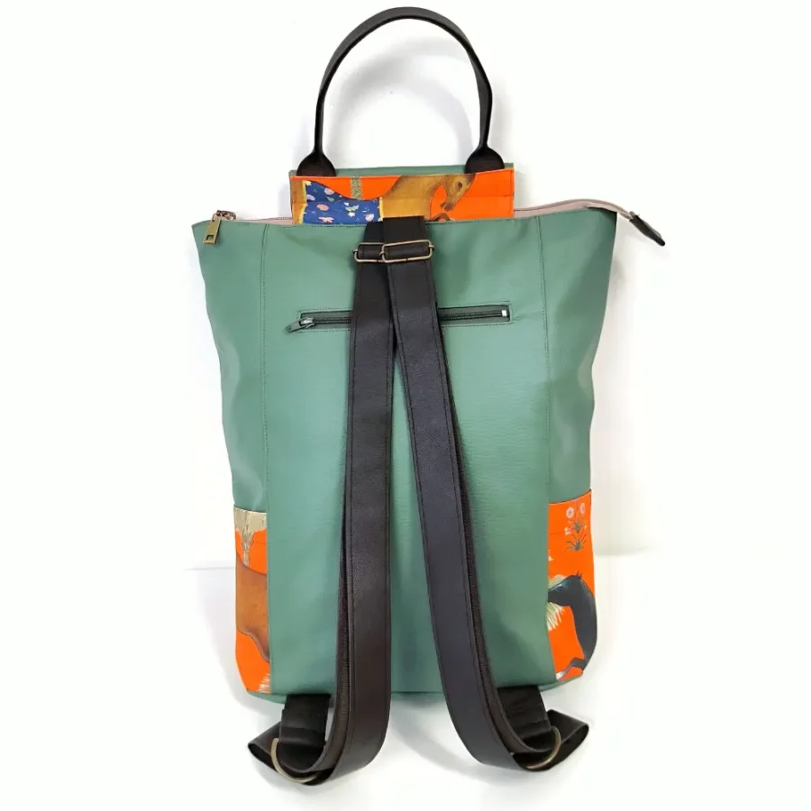 Grand sac à dos vegan Perses chevaux orange – Image 6