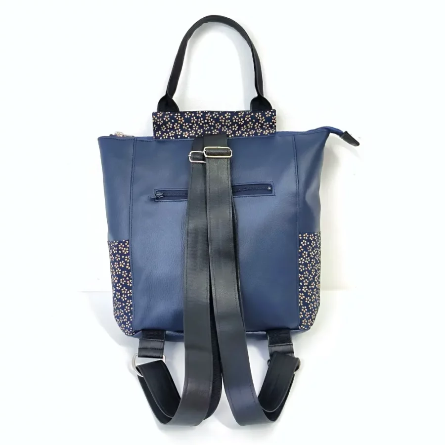 Petit sac à dos vegan Sakura bleu marine fleuri – Image 2