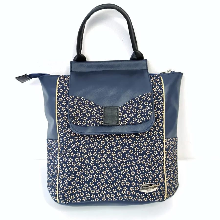 Petit sac à dos vegan Sakura bleu marine fleuri