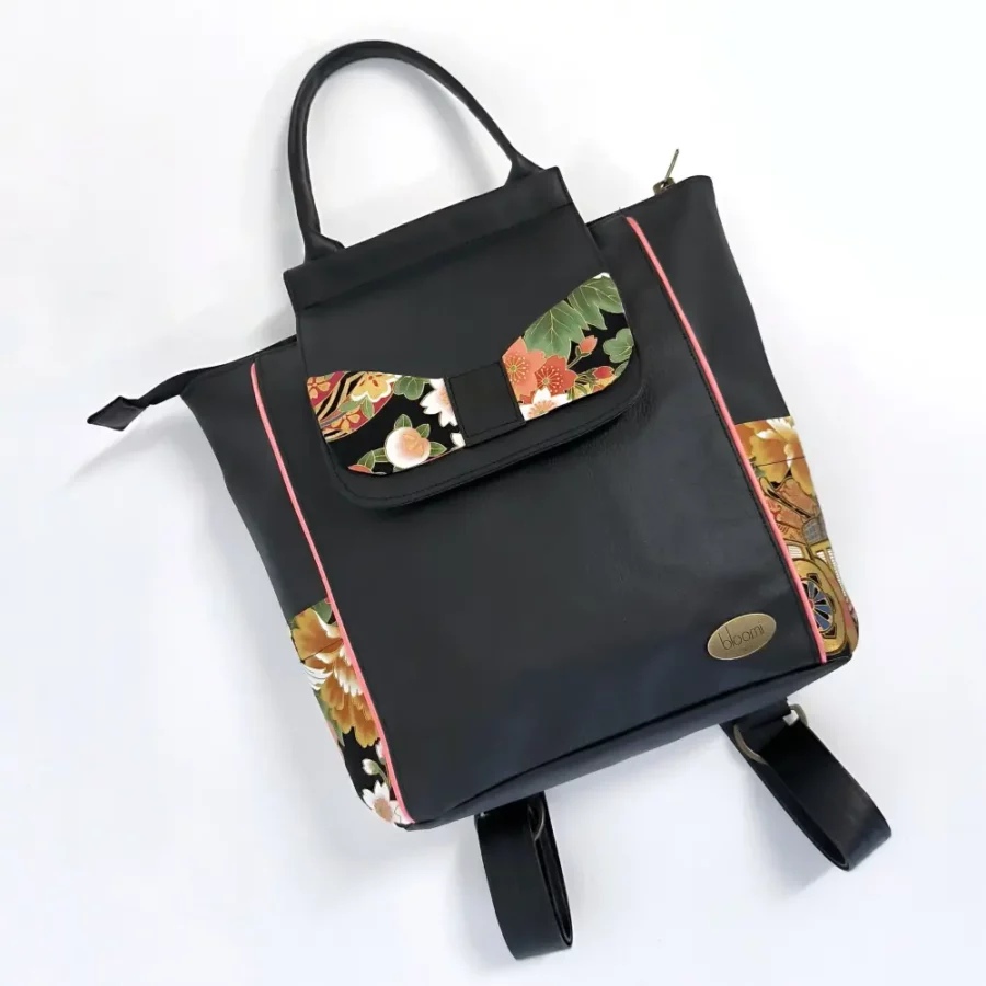 Petit sac à dos vegan Kushiro rose blush avec grue japonaise – Image 3