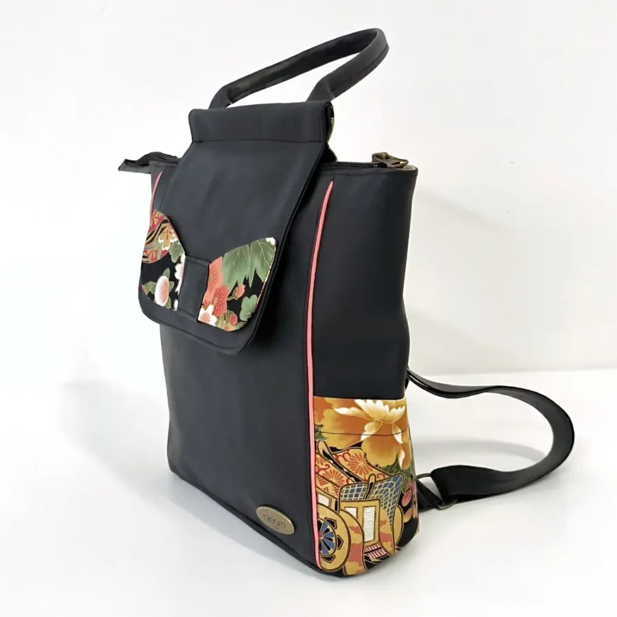 Petit sac à dos vegan Kushiro rose blush avec grue japonaise – Image 4