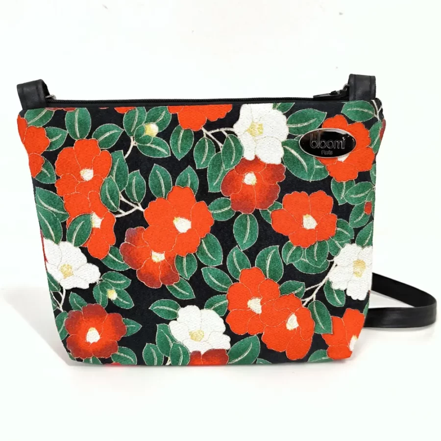 Petit sac en bandoulière vegan Coquelicot rouge kimono japonais
