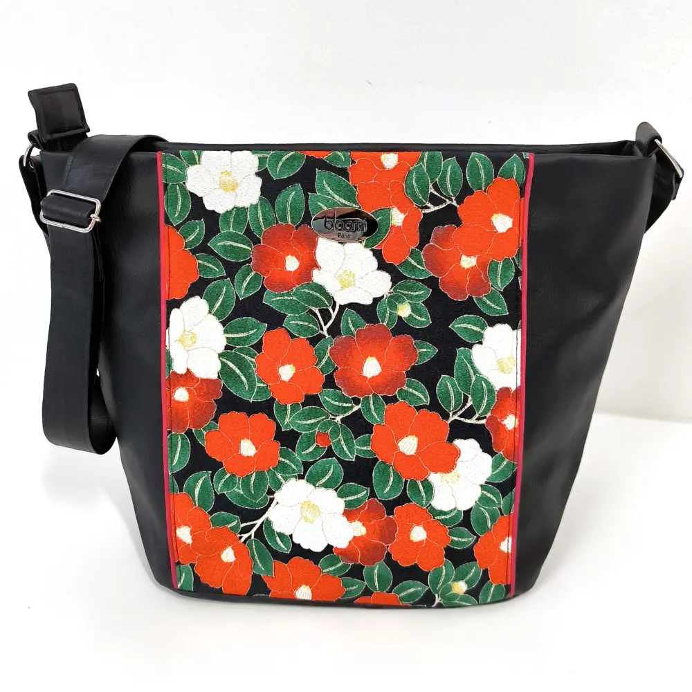 Sac moyen en bandoulière vegan Coquelicot rouge kimono japonais