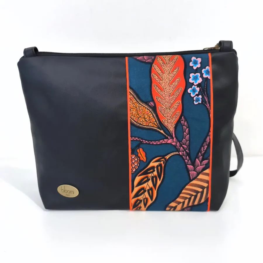 Moyenne pochette bandoulière vegan à bande Seaquarium bleu – Image 4