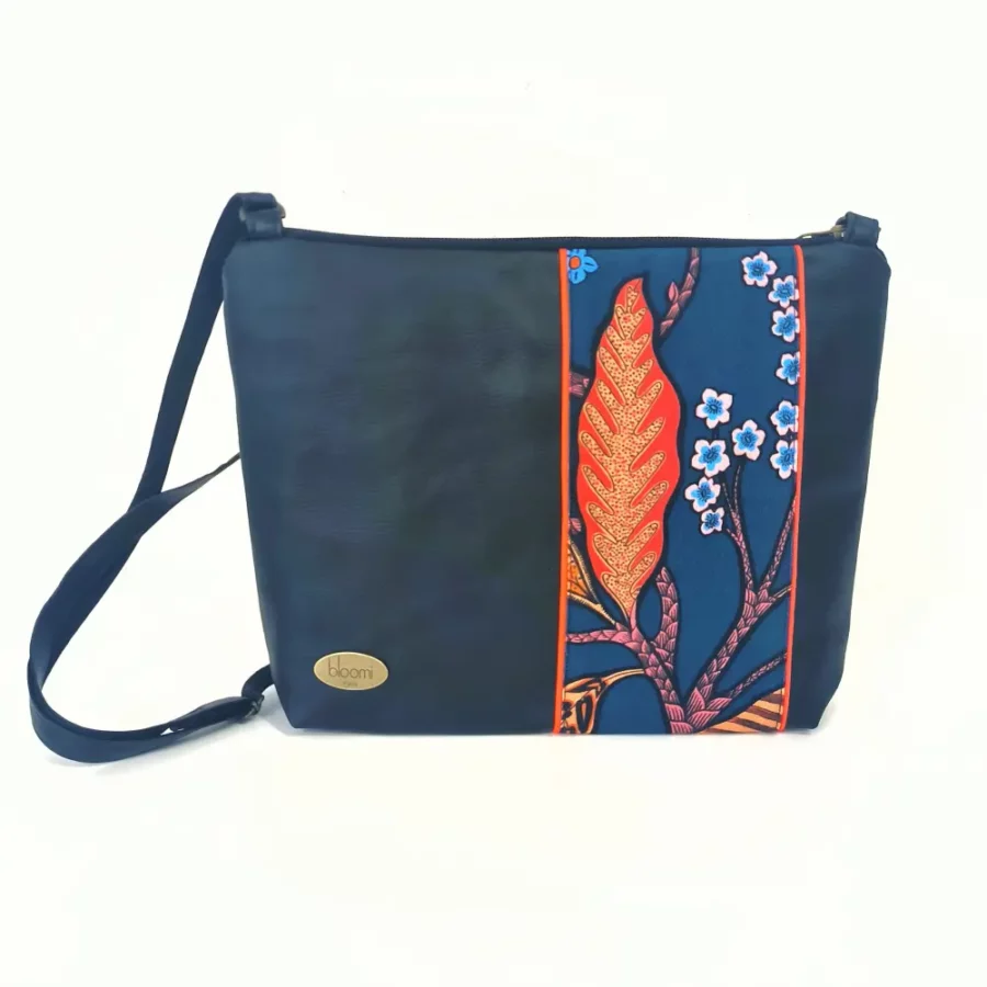 Moyenne pochette bandoulière vegan à bande Seaquarium bleu