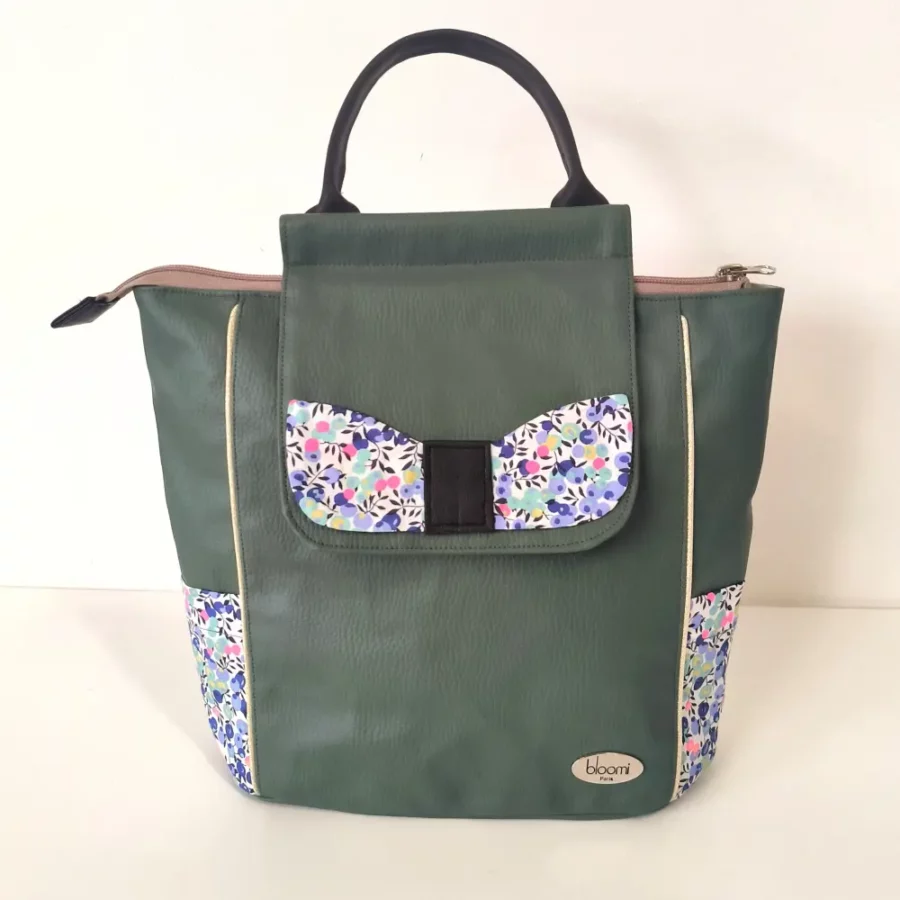 Petit sac à dos vegan Poppy vert et Liberty fruité