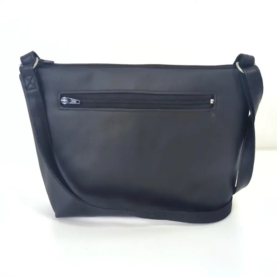 Petit sac en bandoulière Kimono rouge et cuir vegan noir – Image 3