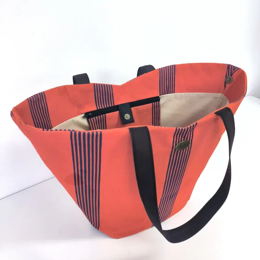 Grand  panier deux en un Rayures orange – Image 3