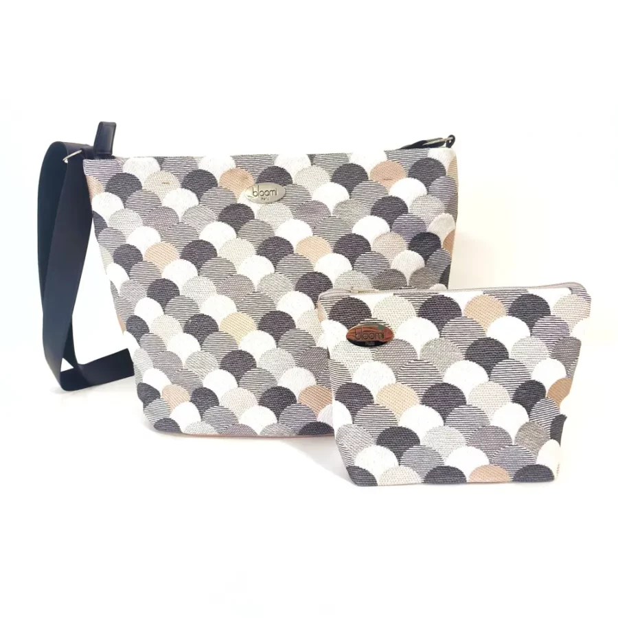 Sac moyen en bandoulière jacquard Mermaid gris – Image 4