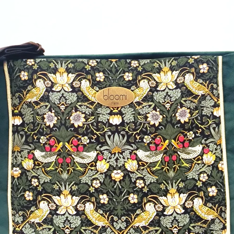 Sac moyen en bandoulière vegan Oiseaux et velours vert – Image 4