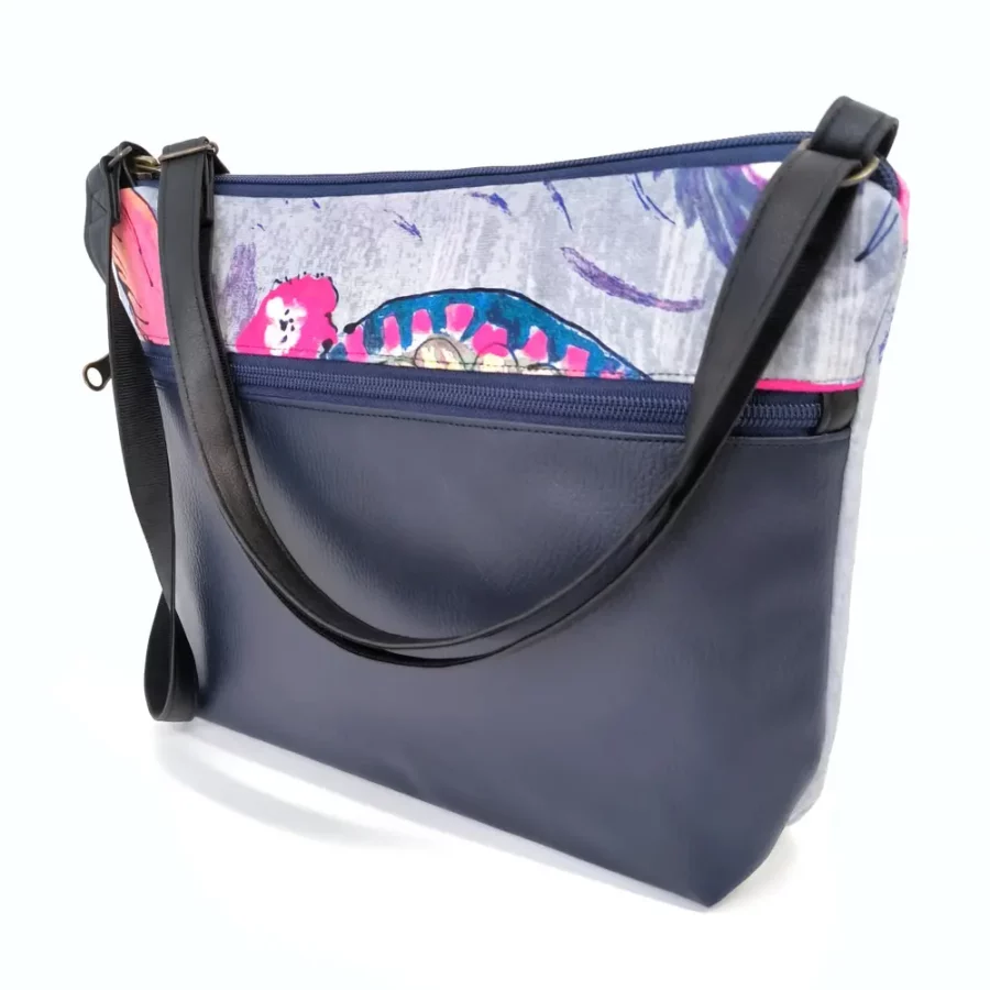 Moyenne pochette bandoulière à bande Carpe précieux coloris gris – Image 2