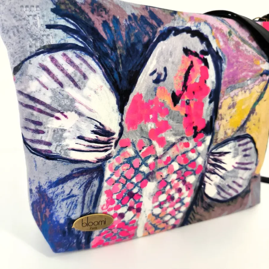 Moyenne pochette bandoulière à bande Carpe précieux coloris gris – Image 4
