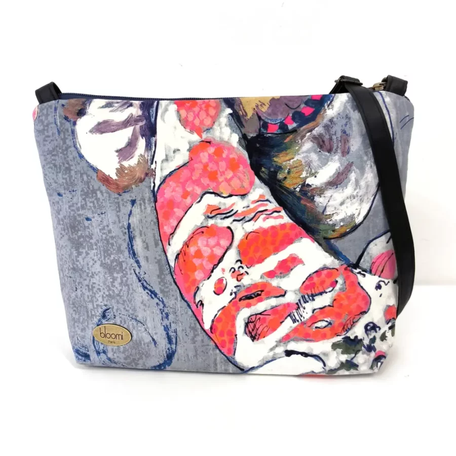 Moyenne pochette bandoulière à bande Carpe précieux coloris gris – Image 5
