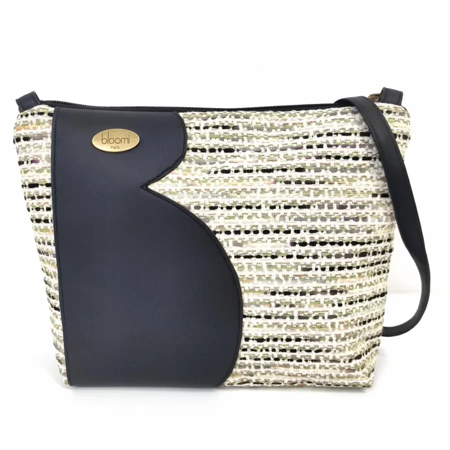 Moyenne pochette bandoulière vegan Tweedy noir et blanc