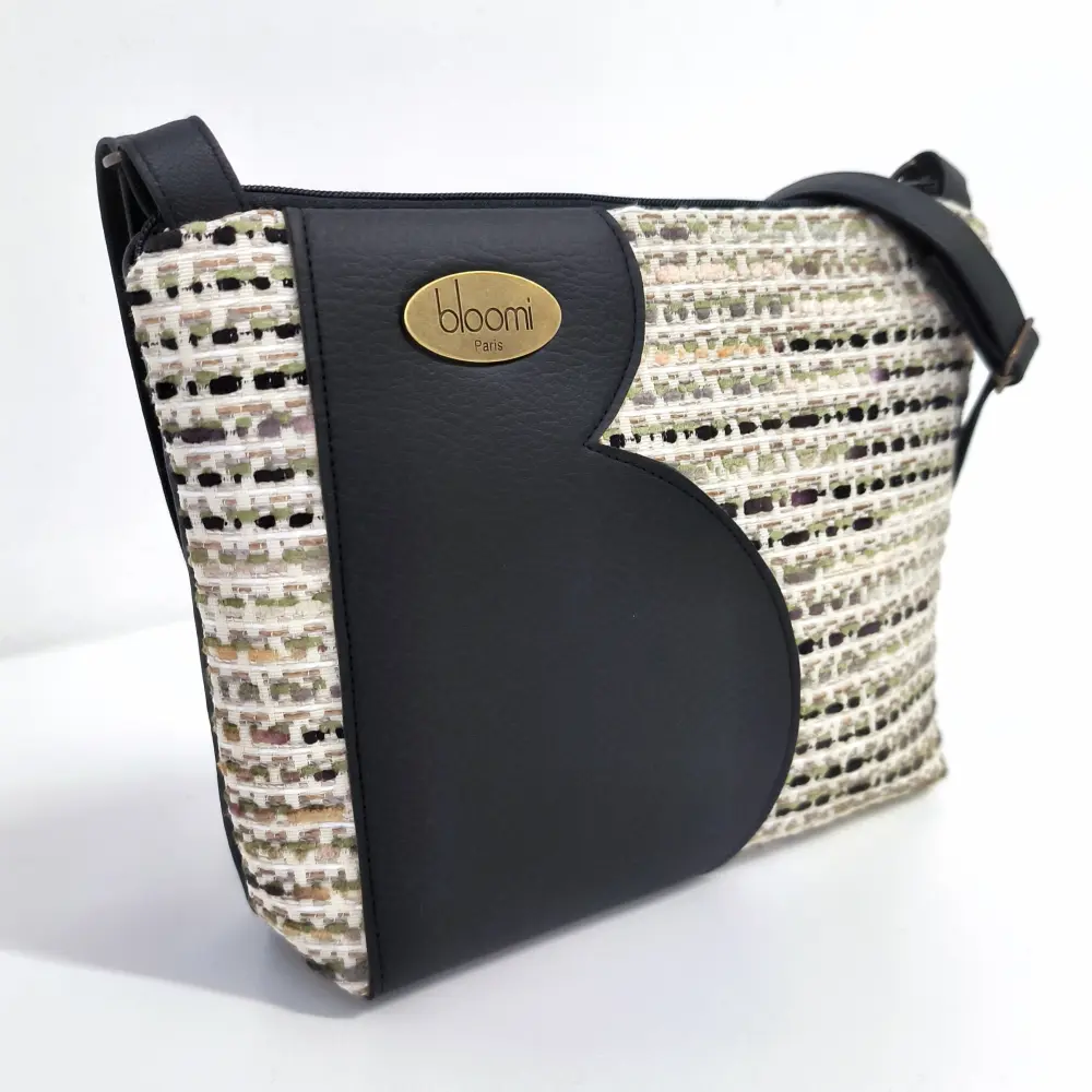 Petit sac en bandoulière vegan Tweedy noir et blanc – Image 2