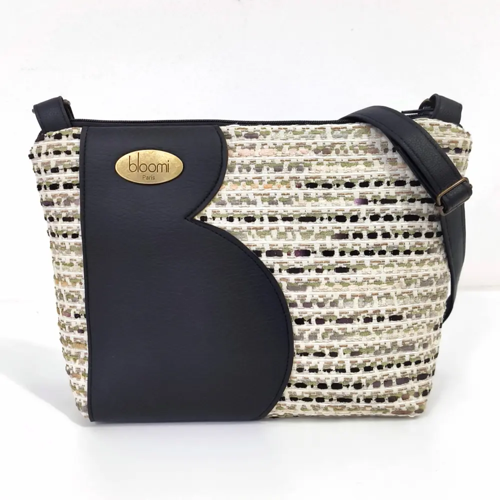 Petit sac en bandoulière vegan Tweedy noir et blanc