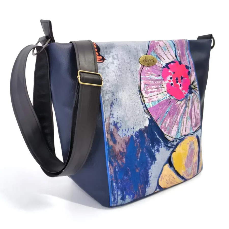 Sac moyen en bandoulière cuir vegan avec motif de Carpe précieuse