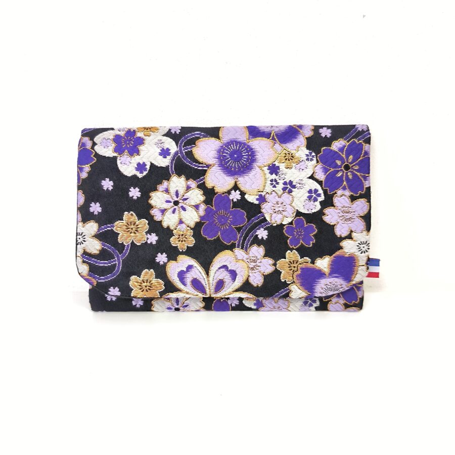 Portefeuille précieux en kimono de mariage Sakura violet vegan