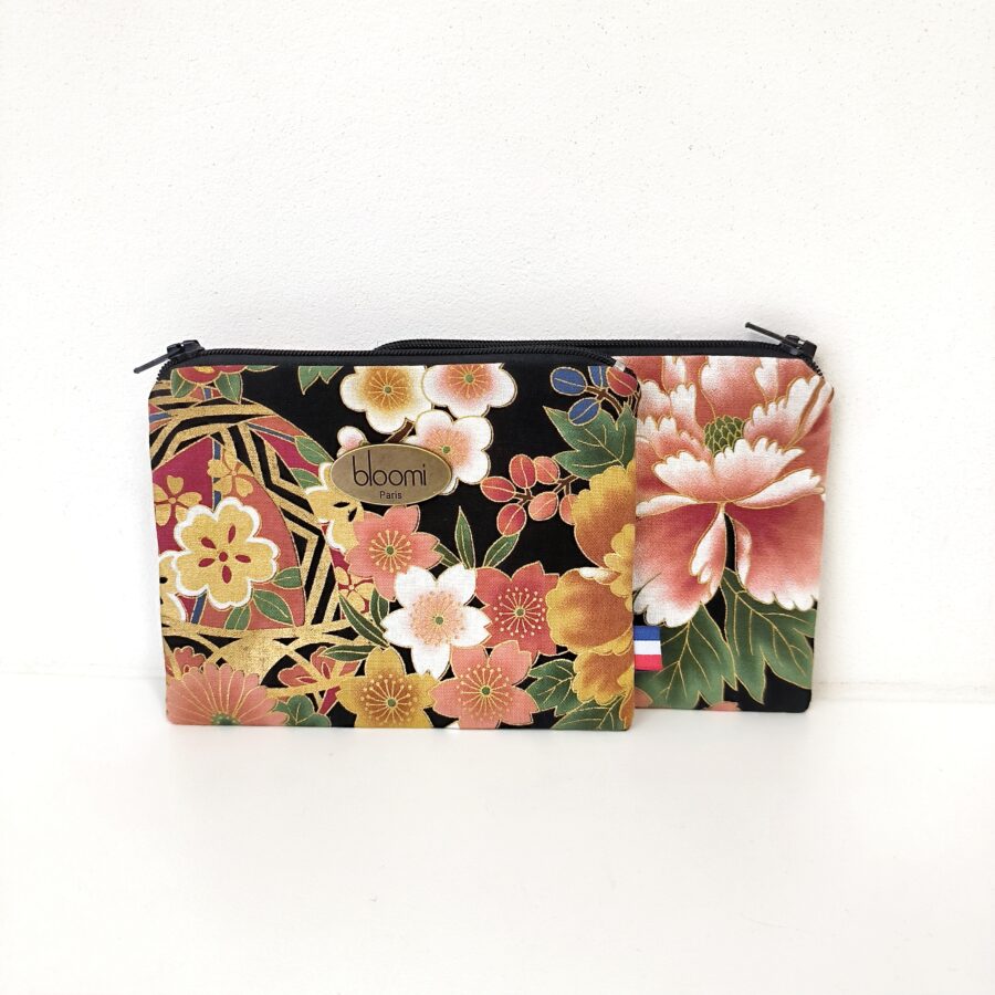 Porte-monnaie vegan en tissu japonais Kushiro rose blush – Image 4