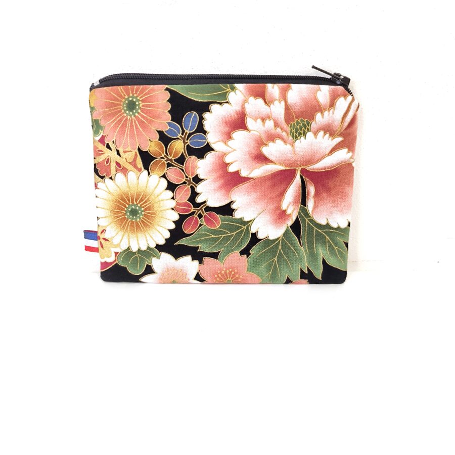 Porte-monnaie vegan en tissu japonais Kushiro rose blush – Image 3