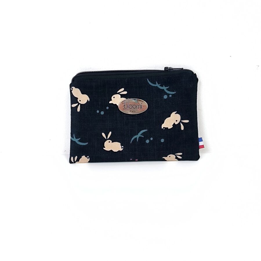 Grand porte-monnaie vegan Lapins beiges sur fond marine – Image 6