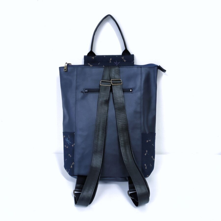 Grand sac à dos vegan marine motifs Libellules or – Image 3