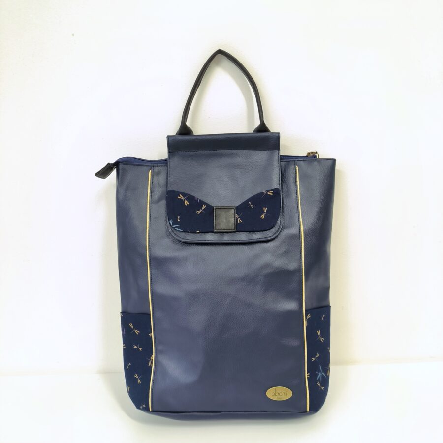 Grand sac à dos vegan marine motifs Libellules or – Image 5