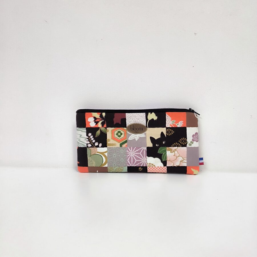 Trousse allongée chats Neko orange étui à lunettes