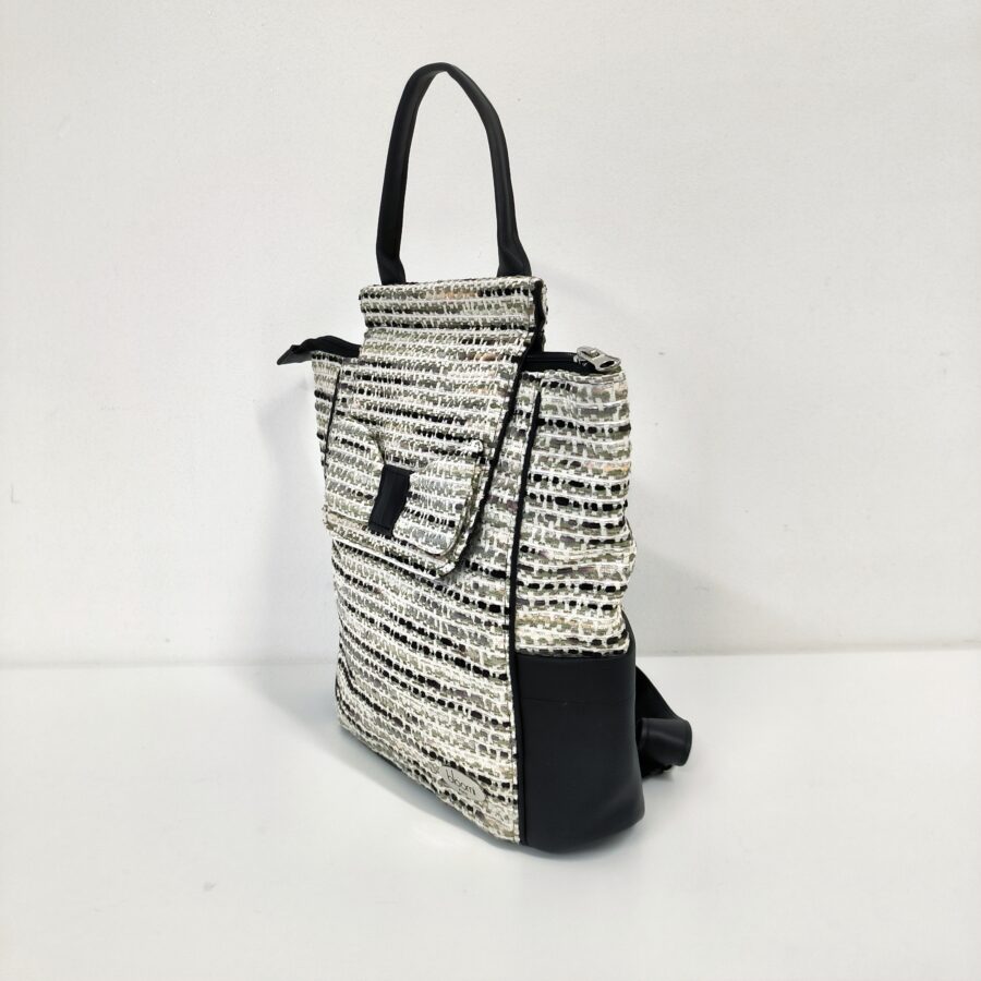 Petit sac à dos vegan Tweedy noir et blanc – Image 2